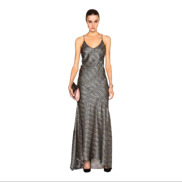 L'AGENCE Dresses & Skirts - L'AGENCE Romy Black Antique Cobra Silk Maxi Dress Gown 4 NEW